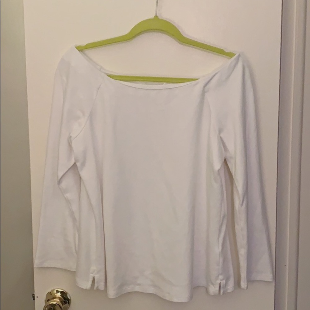 Low Cut White 3/4 Sleeve Shirt